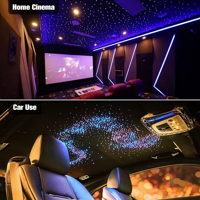 CHINLY Twinkle 400pcs 9.8ft (0.03in+0.04in+0.06in) Fiber Optic Lights Starlight Headliner kit, Music Mode Bluetooth APP Control Remote,RGBW Twinkle Star Lights for Star Headliner/Home Ceiling/Theater
