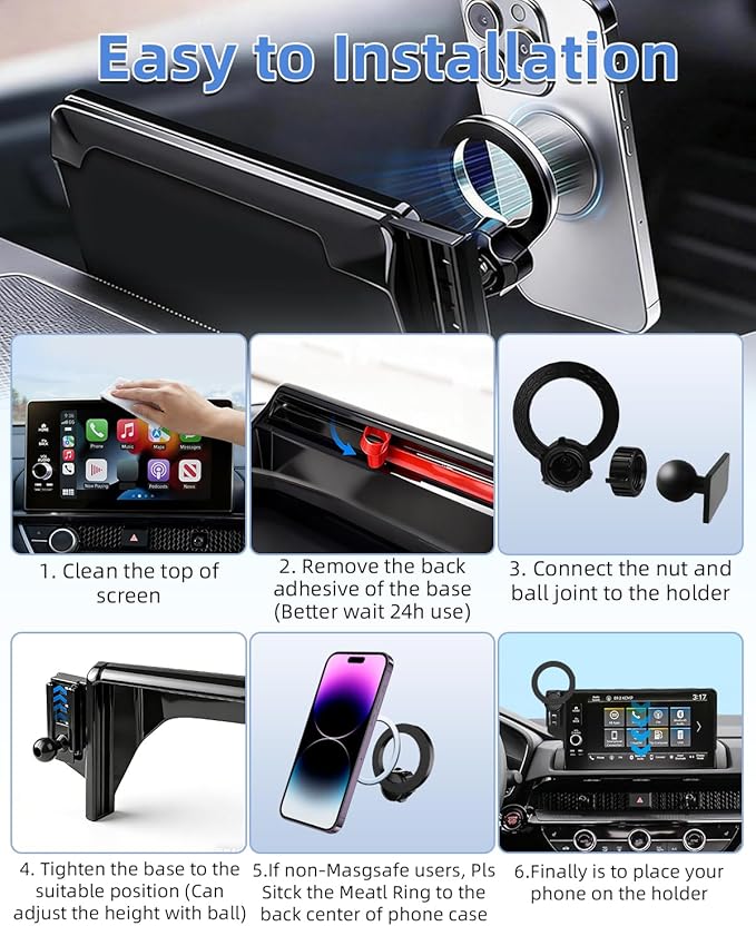 PZK Car Phone Mount for 2022-2025 2026 Chevrolet Silverado 1500/GMC Sierra 1500 LT/RST/ZR2/LTZ/LT Trail Boss/High Country Accessories 13.4-Inch Screen Compatible with MagSafe Chevy Car Phone Holder