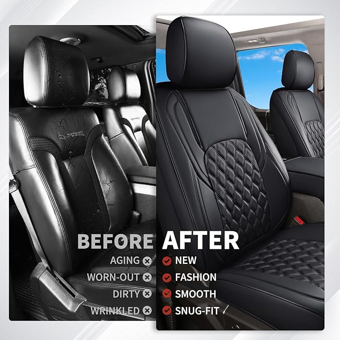 Huidasource Tacoma Seat Covers Full Set, Leather Pickup Truck Seat Cushion Cover Front & Rear Fit for 2016-2023 Double & Crew Cab Toyota Tacoma SR SR5 Limited TRD Sport/Pro/Off Road(Full Set/Black)