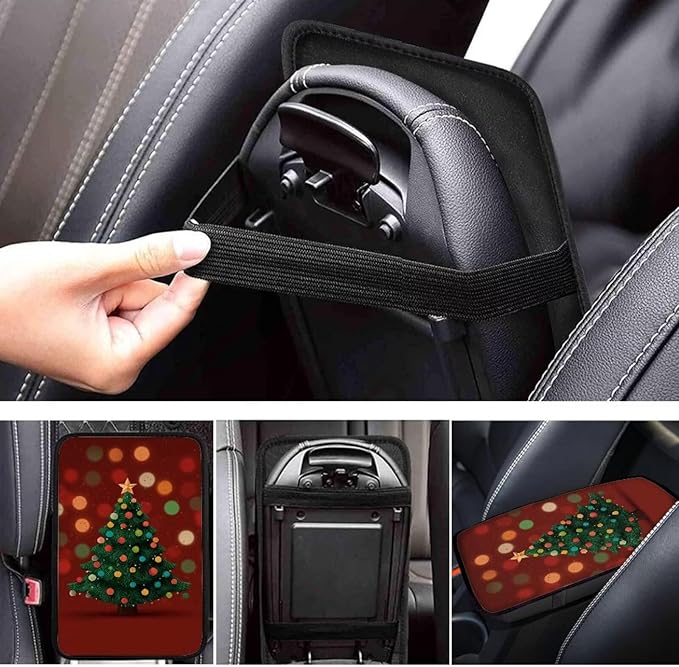 Christmas Tree Car Center Console Cover Armrest Pad Cover Universal Car Arm Rest Seat Storage Box Mat Non Slip Interior Accessories