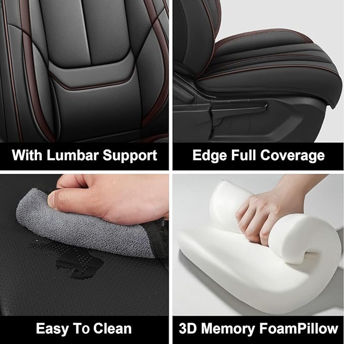 Fit for 98% of Mercedes Benz Car Seat Covers, Premium Nappa Leather Seat Cover, Fully Wrapped Protect Modern Style Seat Cover (2-Seat Standard, Black & Coffee)