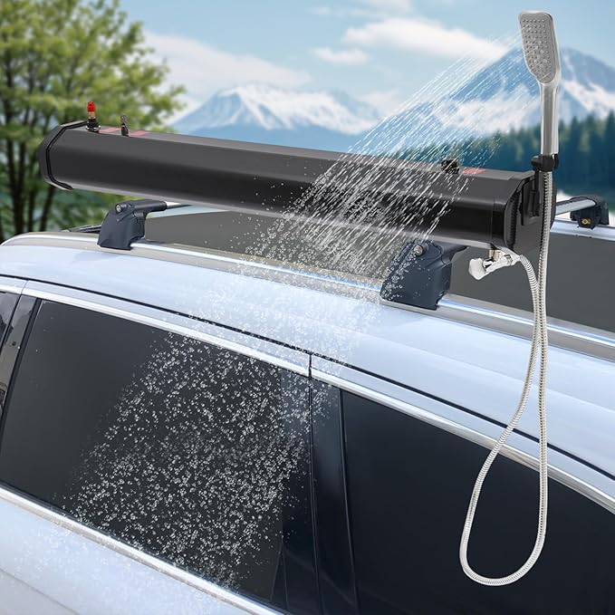 Pressurized Water Tank for Camping Shower,Portable Camping Showerhead Handheld with Storage Bag, Roof Rack Shower for Hiking, Car wash, Pet Cleaning, Beach Vacations