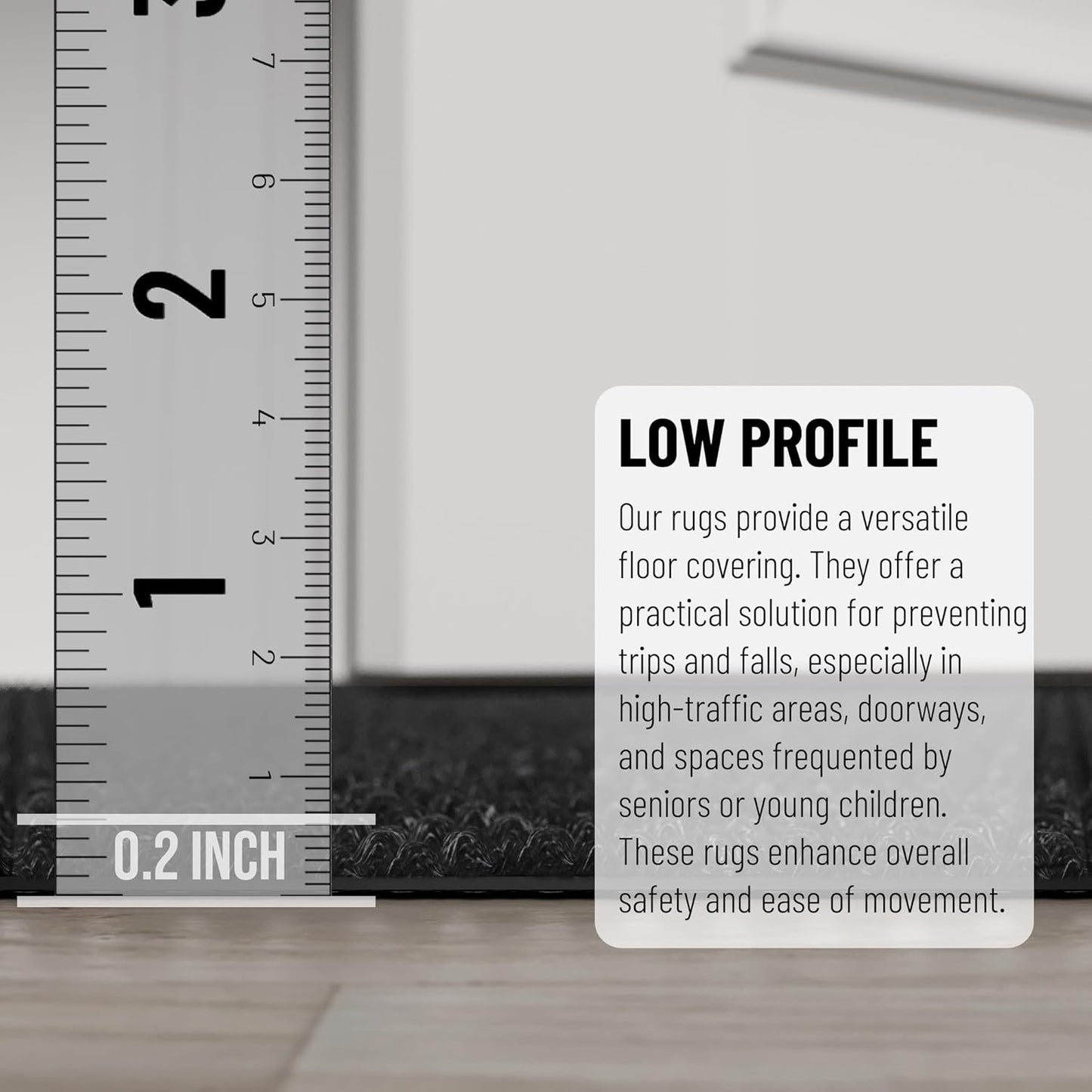 Ottomanson 2' x 13' Hallway Runner with Scraper Pile Extra Durable Non-Slip Rug Mat for Indoor & Outdoor Use - Ideal for Kitchen, Entryway, Patio & Garage - High-Traffic Carpet, Black