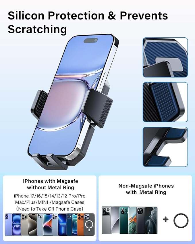 PZK Car Phone Holder for Hyundai Elantra 2021-2025 2026 SE/SEL/Sport/Limited/N Line Accessories Custom 8-Inch/10.25-Inch Screen Auto Lock Car Phone Mount with 360° Rotating Extension Rod