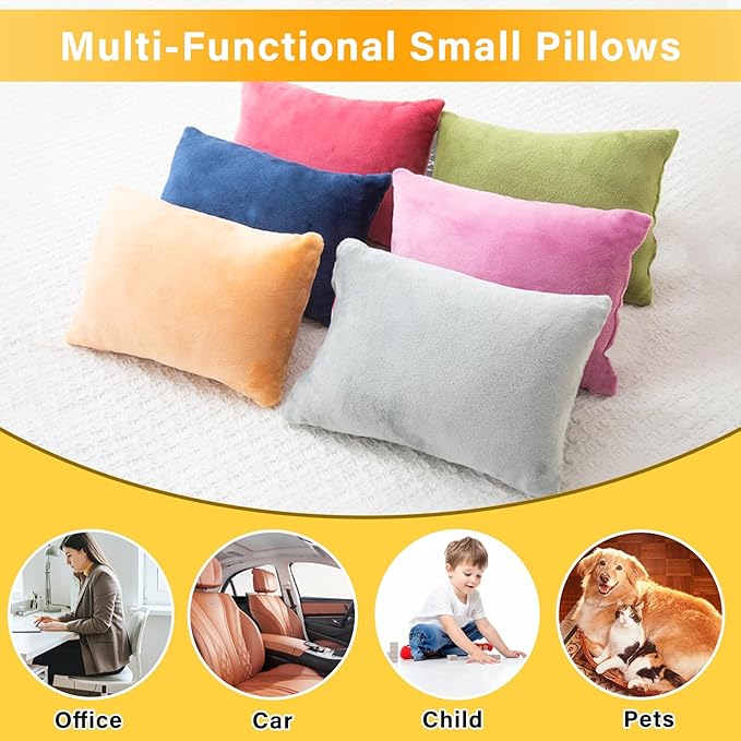 2 Pack Small Pillow, Memory Foam Mini Pillow 11 X 7 Inches for Travel, Sleeping, Nap and Neck, Knee, Lumbar Support, Tiny Cushion for Pet, Dogs (Blue)