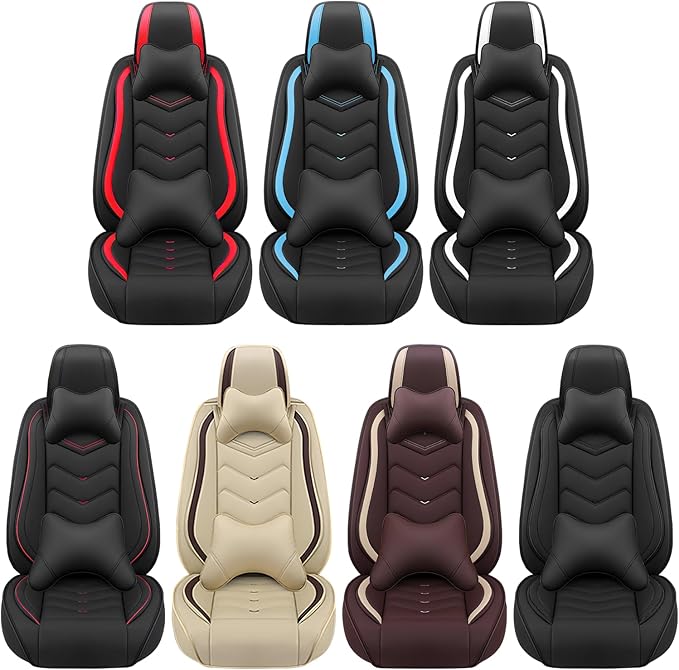 Car Seat Covers Fit for Infiniti g37 2000-2026, Stylish Sport Seat Covers, Waterproof Wear-Resistant Premium Nappa Leather Car Seat Cover.(Full Set with Pillow/Black White)