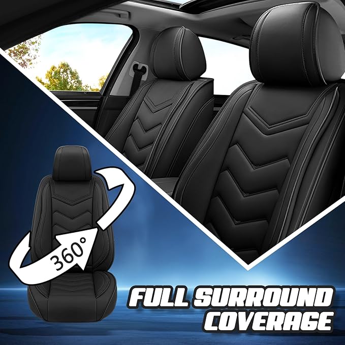 Car Seat Covers for Mercedes-Benz S-Class 2005-2025, Premium Nappa Leather Car Seat Cover, Stylish Sport Seat Covers， Automobile Seat Cover Sets.(Standard 5 Seats/Pure Black)
