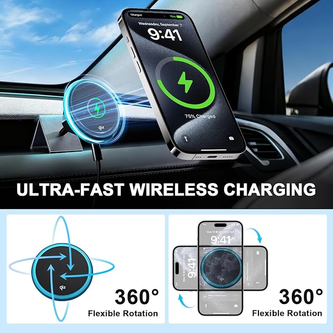 Wireless Car Mount Charger Fast Charging for Tesla Model 3/Y/3 Highland/Y Juniper (Model Y Juniper 2025+, with OBD Charger)