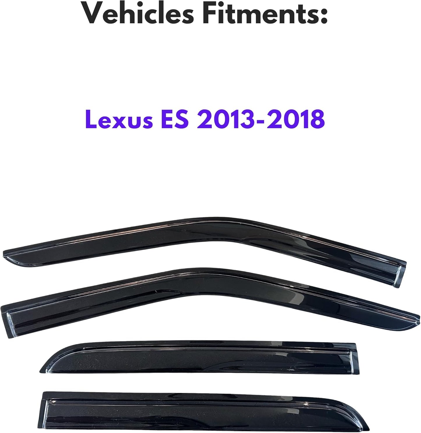 KPY Window Visor Compatible with Lexus ES 2013-2018, 4PC Rain Guard Side Window Vent Deflectors Tape-On Mugen Style, 2013 2014 2015 2016 2017 2018