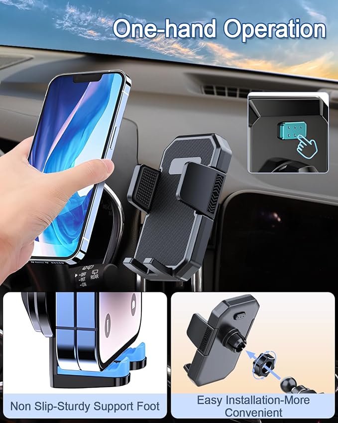PZK Car Phone Mount for Toyota Tacoma 2016 2017 2018-2022 2023 Accessories Custom Air Vent Car Phone Holder Auto Lock Hands Free 360° Rotation Cell Phone Automobile Cradles