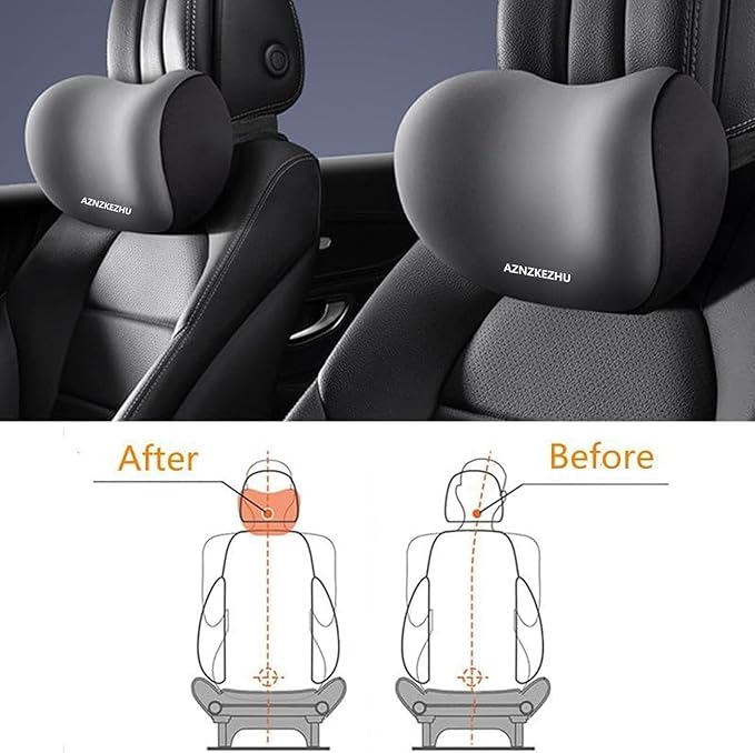 2025 Car Headrest & Lumbar Support Cushion, Car Lumbar Support Pillow and Neck Pillow Kit, Ergonomic Seat Headrest and Backseat for Neck Back Pain Relief (Gray)