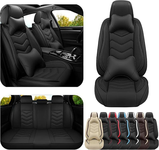 Car Seat Covers for Honda Accord 2000-2025, Premium Nappa Leather Car Seat Cover, Stylish Sport Seat Covers， Automobile Seat Cover Sets.(Luxury 5 Seats/Pure Black)