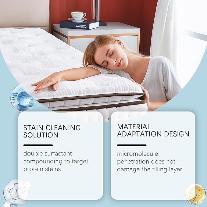 Powerful Mattress Yellow Stain Cleaner, Carpet Stain Remover, Urine Stains Remover for Mattress, Fabric Car Seat Cleaner, Oil Stains Removers for Clothes, No-Scrub Foam for Beds Sofa & Couch (2)