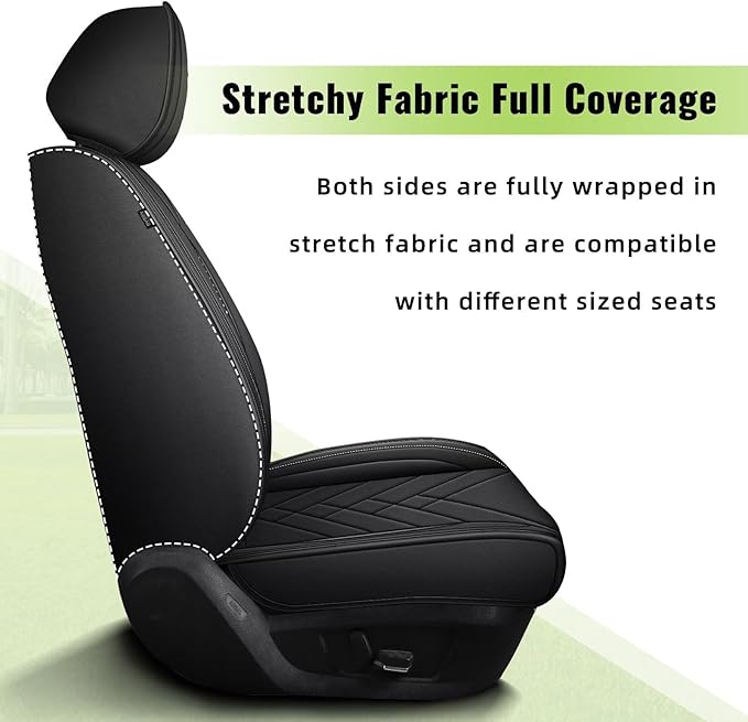 AOMSAZTO Car Seat Covers Fit for Kia Optima 2002-2020 Premium Front Seat Covers Waterproof Leather Automotive Seat Covers Compatible with Airbag (2 Seats,Black)