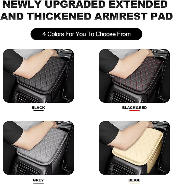 Upgraded Car Center Console Cover Fit for Corolla Cross Faux Leather Car Armrest Cover Cushion with 2 Storage Bags,Car Armrest Storage Box Interior Accessories(Black)
