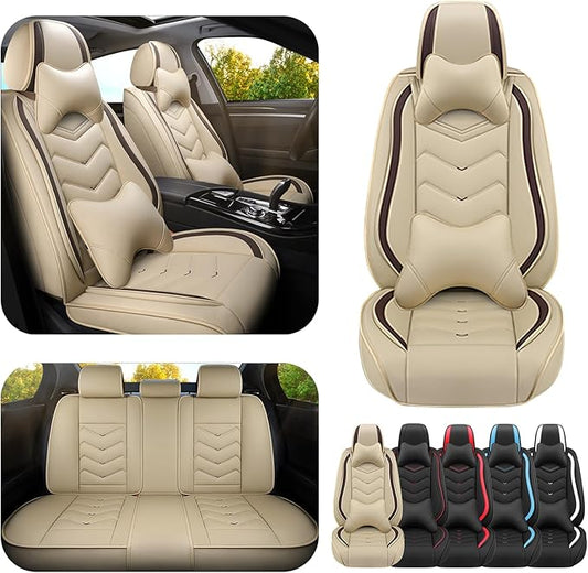 Car Seat Covers for Lexus ES 350 2007-2026, Premium Nappa Leather Car Seat Cover, Stylish Sport Seat Covers， Automobile Seat Cover Sets.(Luxury 5 Seats/Beige)