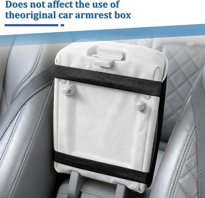 Car Center Console Cover, Fluffy Soft Vehicle Middle Console Arm Rest Cushion Pad, Furry Automotive Interior Armrest Seat Box Protector Decoration Accessories, Universal Fit (Black)
