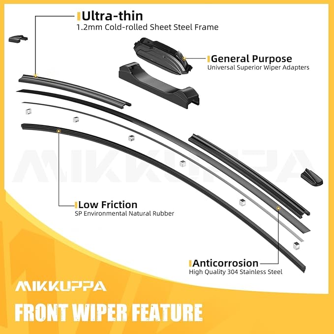 MIKKUPPA 24"+20"+11" Windshield Wiper Blades Replacement for 2011-2015 Kia Sorento, Front & Rear Wiper Blades Set, Durable Stable Quiet All Season (Pack of 3)