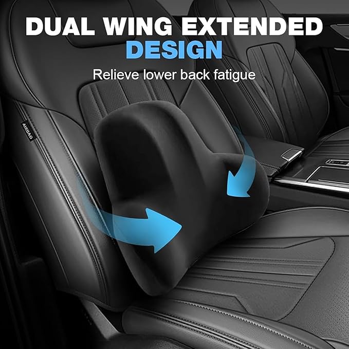 Car Headrest & Lumbar Support Cushion for Kia Sportage NQ5 2023, Ergonomic Memory Foam Seat Headrest Neck Rest Cushion Travel Kit Removable for Neck Back Pain Relief,Gray