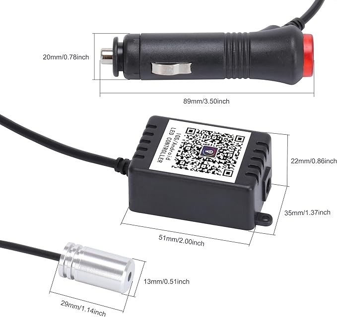 8 Meters Optic Fiber Car Ambient Lighting with Bluetooth App Control + RF Remote Control 64 Colors Multicoloured Music Interior Footwell Lighting Kit DC 12V 1W
