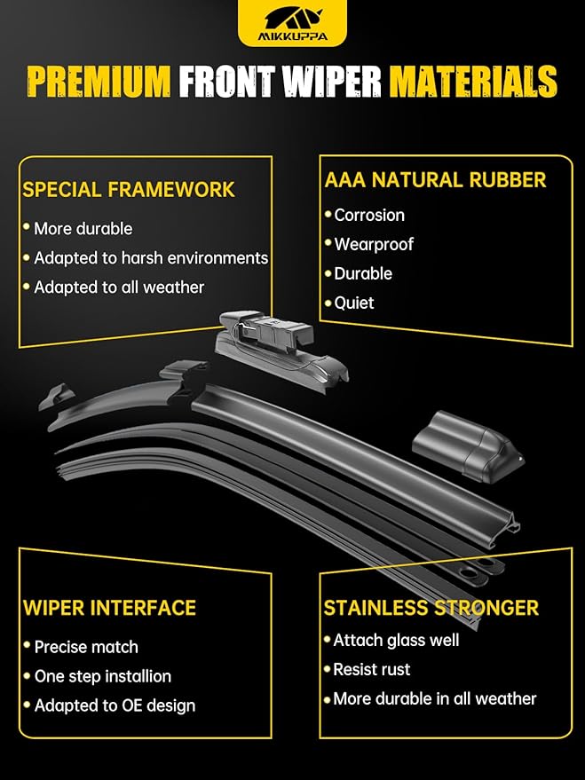 MIKKUPPA 26"+17"+14" Windshield Wipers Blades Replacement for 2019-2024 Forester, Top Lock Front & Rear All Season Wiper Blades Set(Pack of 3)