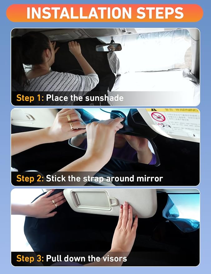 EcoNour Windshield Sunshade Compatible for Hyundai Santafe 2019-2021 2022 2023, Sun Visor for Front Windshield & Window Sun Shade Cover, UV Heat Blocker & Protector, Car Accessories