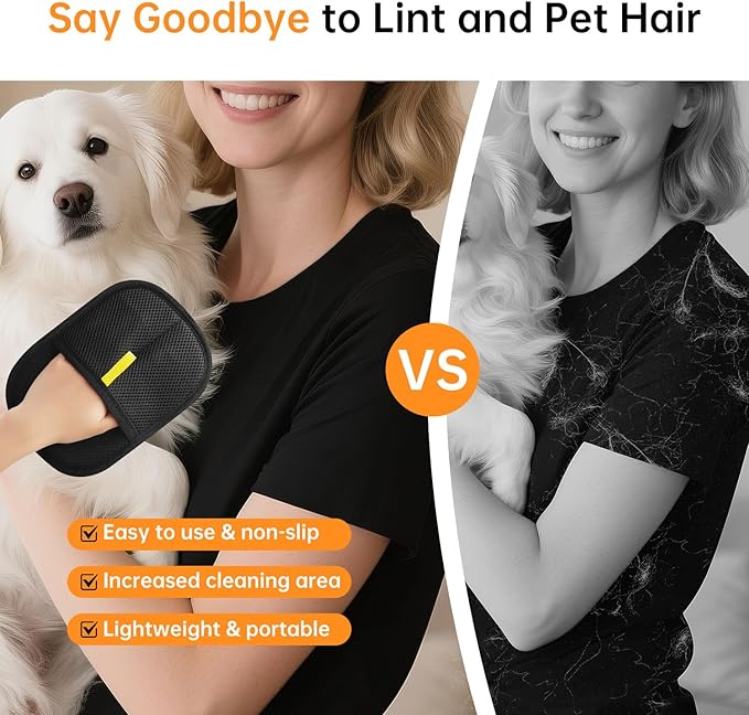 1 Pcs Pet Hair Removal Gloves Brush, Reusable Cat Dog Electrostatic Hair Remover Grooming Glove Tool
