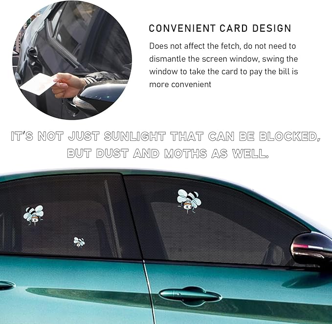 4 PCS Car Window Shades, Auto Front Rear Side Window Sun Shades for Block Heat & UV Protection, Breathable Mesh Baby Window Screen Covers, Universal Car Accessories (Car)