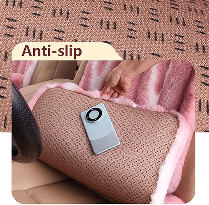 Luxury Plush Car Seat Cushion Set Car Headrest & Lumbar Support & Seat Cushion & Back Support Pillow Fluffy Fuzzy Car Seat Covers Non-Slip Cushion for Universal Accessories Automobiles (4, Black)