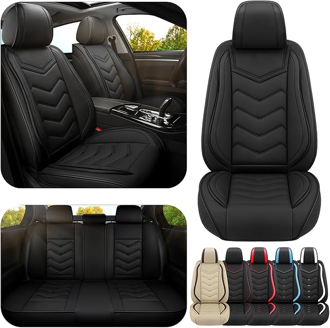 Car Seat Covers for Ford Expedition 2000-2025, Premium Nappa Leather Car Seat Cover, Stylish Sport Seat Covers， Automobile Seat Cover Sets.(Standard 5 Seats/Pure Black)