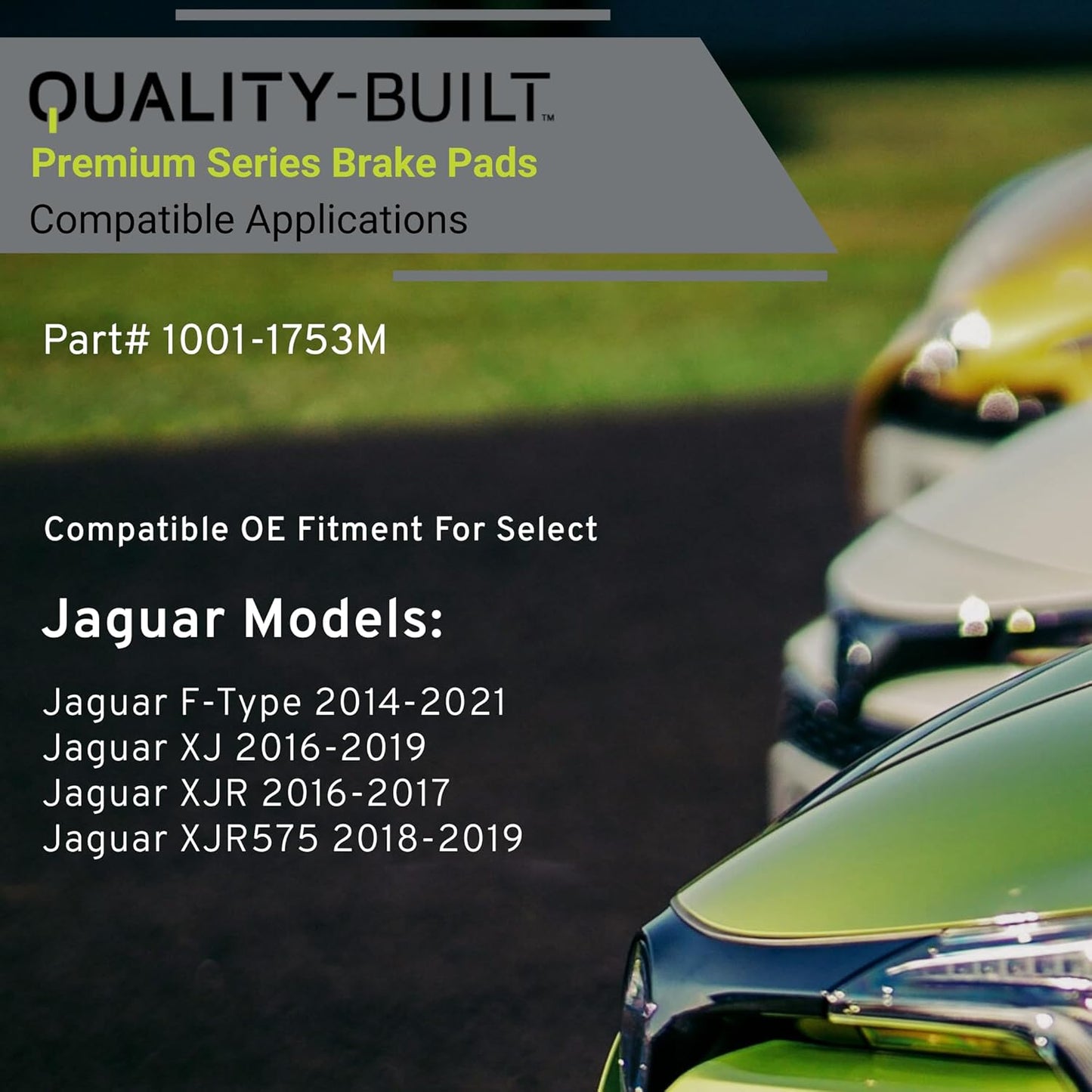 Premium Semi-Metallic Rear Brake Pads (1001-1753M) Compatible with Jaguar F-Type 2014-2021, Jaguar XJ 2016-2019, Jaguar XJR 2016-2017, Jaguar XJR575 2018-2019