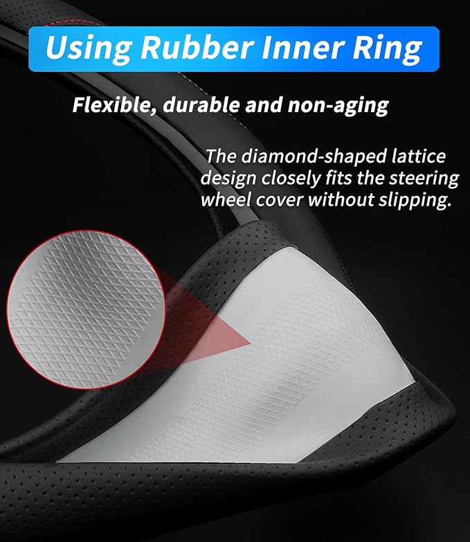 Custom-Fit for Land Rover Steering Wheel Cover, Premium Leather Car Steering Wheel Cover with Logo, Non-Slip, Breathable, for Land Rover Accessories (B-Style,for Land Rover)