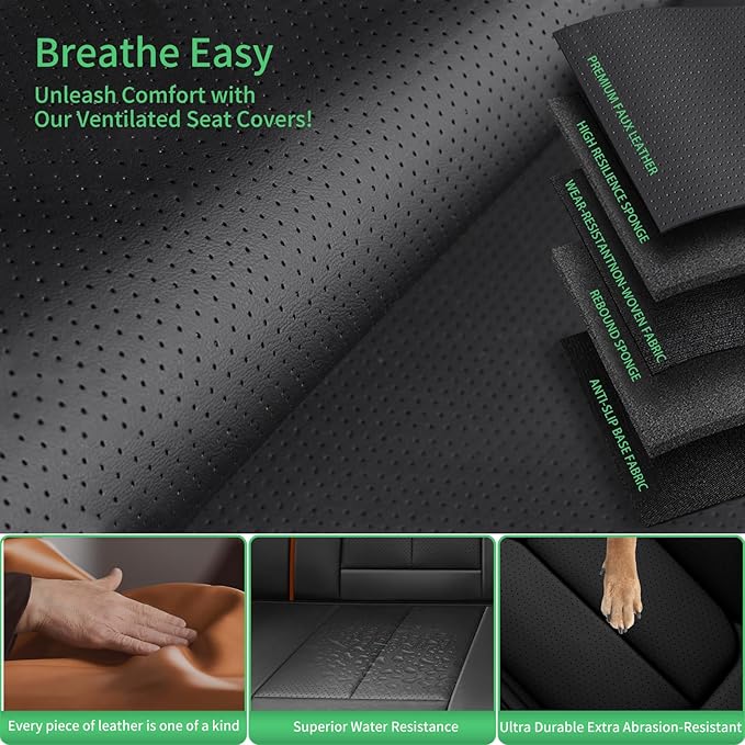 Fit Corolla Car Seat Covers for Toyota Corolla 2000-2024 2025 2026 -Upgraded Premium Waterproof & Breathable Leather,Airbag Compatible,All-Weather Seat Cushion Protector,2 Front/Black-Brown