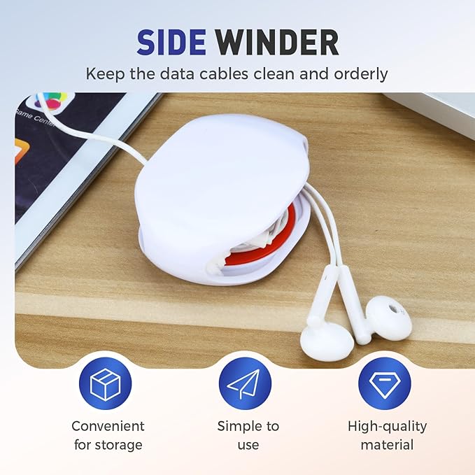 Automatic Cord reel for Phone Cords, Retractable Cable Management Charging Cord Organizer, Small Winder Case for USB Cable Headset Cord Charger Cable for Travel and Organization (RED)