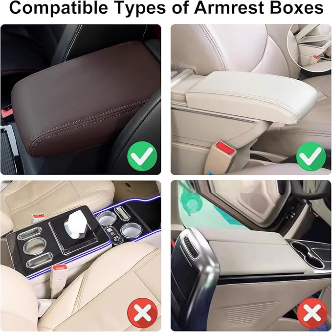 NBTEPEM Bling Car Center Console Cover, Leather Car Arm Rest Cover Cushion with 2 Storage Bags, Universal Auto Armrest Protector Storage Box, Bling Accessories Interior for Most Vehicles (Silver)