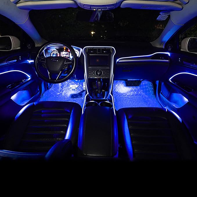 64 Colors Car Ambient Lighting Fiber Optic APP Control Multicoloured Music Car Atmosphere Decorative Lighting Kit 1W DC 12V-24V 3m