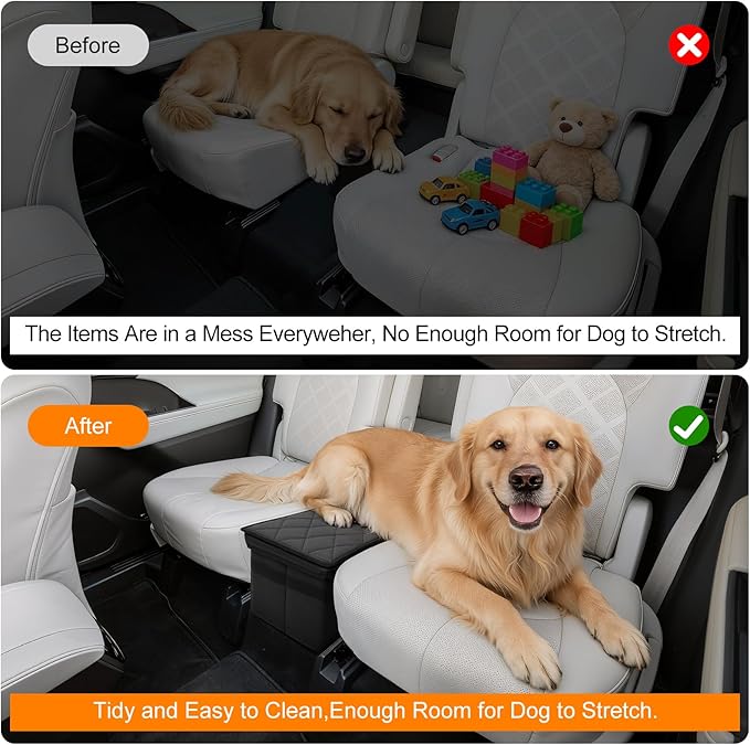 Car Seat Organizer for Subaru Ascent 2019-2026 w/Built-In Cooler Bag, Car Second Console Organizer w/Non-Slip Strips, Foldable Car Backseat Organize for Dog Toys Kids Snacks Travel Storage Box