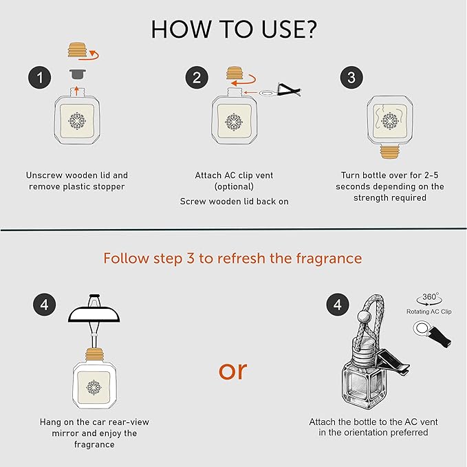 Llum Wild Berries Hanging Car Air Freshener – Luxury Automotive Perfume Diffuser 10ml (0.34 fl oz), Long-Lasting Fragrance, Alcohol-Free Non-Toxic Scent, Glass Bottle With Wood Cap & AC Vent Clip