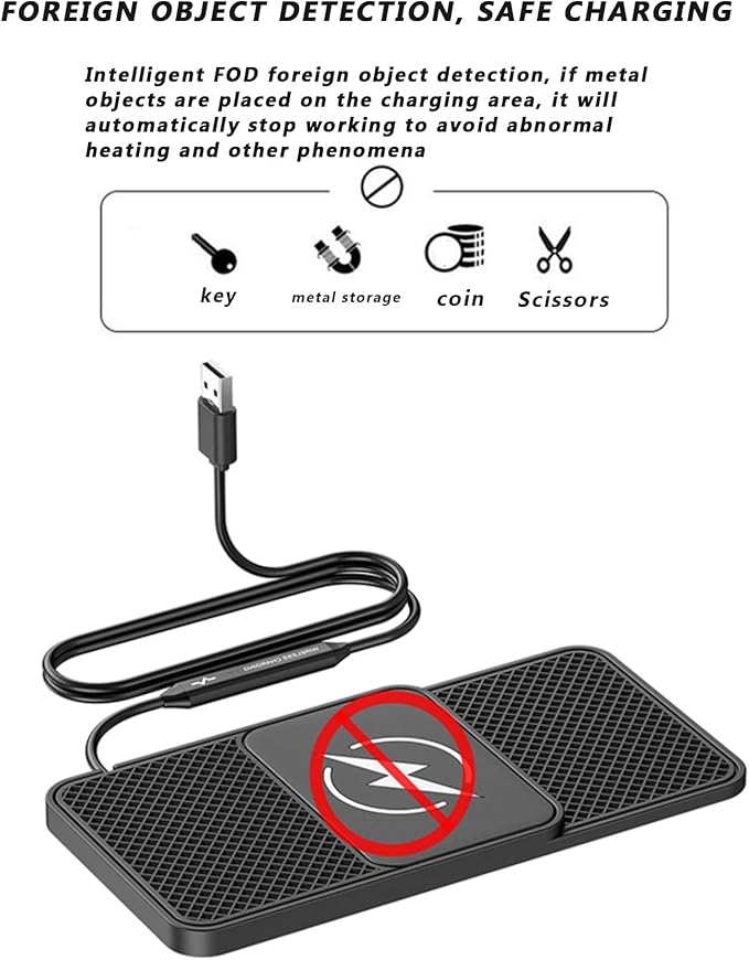 Wireless Car Charger for Ford Mustang 2000–2025, 15w Fast Phone Chargers Charging Pad Non-Slip Essential Electronic Devices for Long-Distance Travel,normal-30cm Cable USB Plug