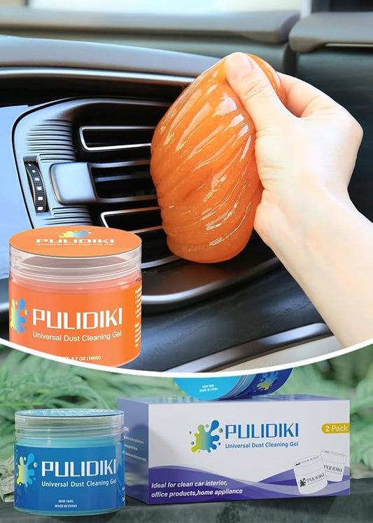 PULIDIKI Car Cleaning Gel Orange and Car Cleaning Putty Blue 2Pack Bundle