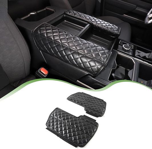 Center Console Armrest Cover Protector Pad Compatible with Toyota Tundra Sequoia 2022-2025 Leather Car Console Armrest Seat Cushion Waterproof Armrest Cushion Lid Interior Accessories (Style D)