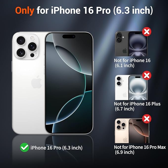 SUPFINE Magnetic for iPhone 16 Pro Case(Compatible with MagSafe)(Military Grade Drop Protection) Slim Translucent Matte Shockproof with Anti-Fingerprint Phone Case,Deep Blue