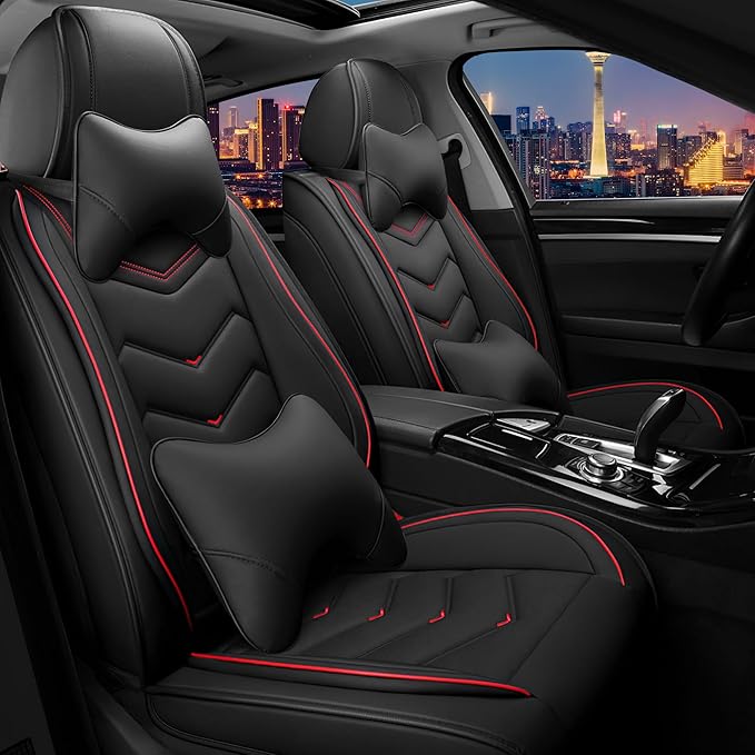 CTDS Car Seat Covers for Chevy Malibu 2000-2026, Stylish Sport Seat Cover, Premium Nappa Leather Car Seat Cover. Automobile Seat Covers Sets.(Luxury 2 Seats/Black)