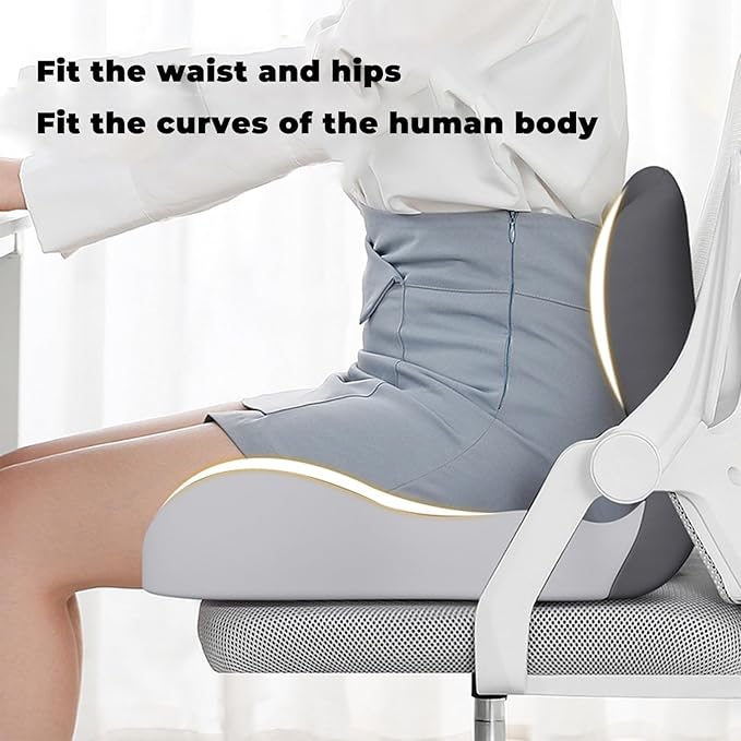 Back and Seat Cushion, Soothe+Cushion,Car Seats with Lumbar Support,Memory Foam Non Slip Skin with Back Support for Office Chair, Car (Color Matching B)