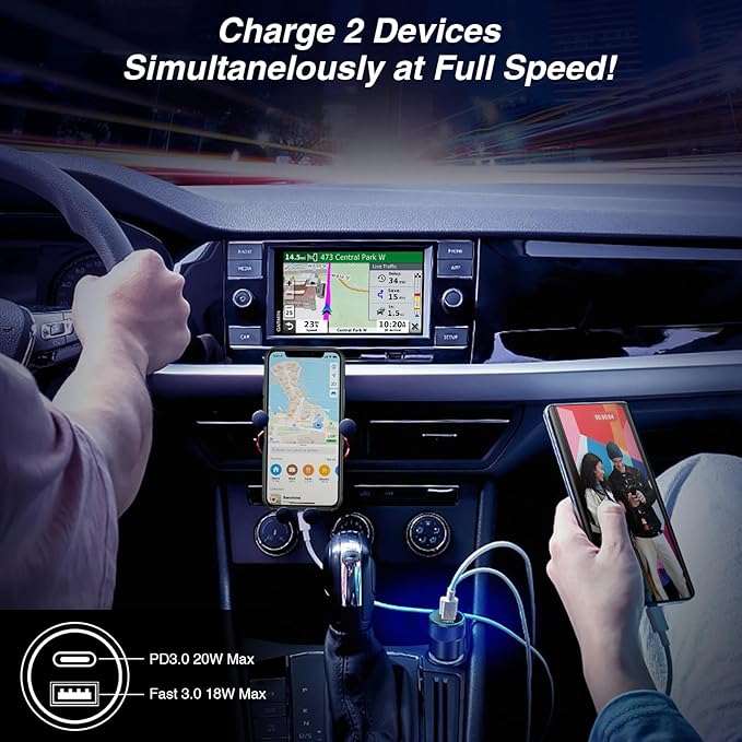Car Charger, 5 Pack 38W Dual Ports USB-C & USB-A Car Chargers Adapter Fast Charging Cigarette Lighter USB Charger for iPhone 16 15 14 13, Samsung S24, Pixel Cargador para Carro Phone Plug for Car