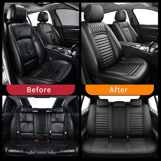 Fit Yaris Car Seat Covers for Toyota Yaris 2008-2018 2019 2020-Upgraded Premium Waterproof & Breathable Leather, Airbag Compatible, All-Weather Seat Cushion Protector (Full Set, Black)