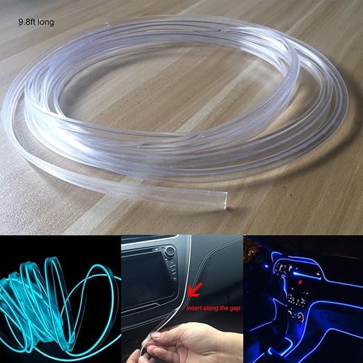3.0mm Plastic Skirt Side Glow Optic Fiber Cable Car Light Decor (Length:3meters/9.8ft)