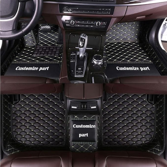 MELKEN Custom Fit Leather Car Floor Mats for 95% of Cars Full Coverage Floor Liners Car Mats (Black Beige)