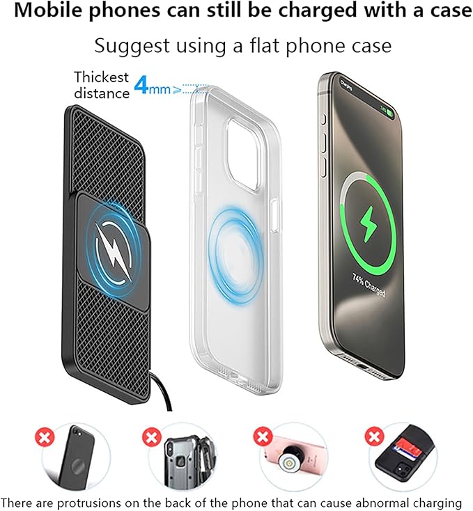 Wireless Car Charger Pad for Jeep Wrangler IV (JL) 2018-2020,20W Fast Wireless Phone Charger Cell Phone Cordless Charging mat,Non-Slip Phone Charging,30cm Cable Type-C