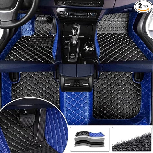 Custom Making Car Floor Mats Compatible with Audi BMW Mercedes-Benz Toyota Lexus Honda Infiniti Nissan Hyundai Kia All Models 2005-2026 (Black Beige and Blue)